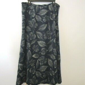 Chaus Women’s Midi Skirt Size 20 Navy Blue With Leaf Print Lined Career Business